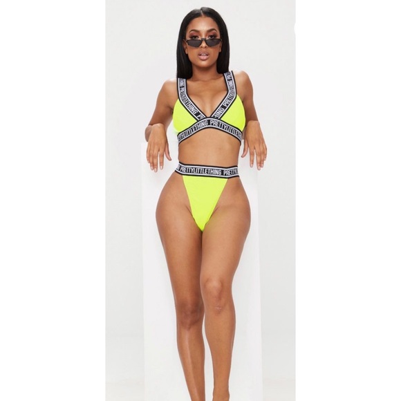pretty little thing neon green bikini